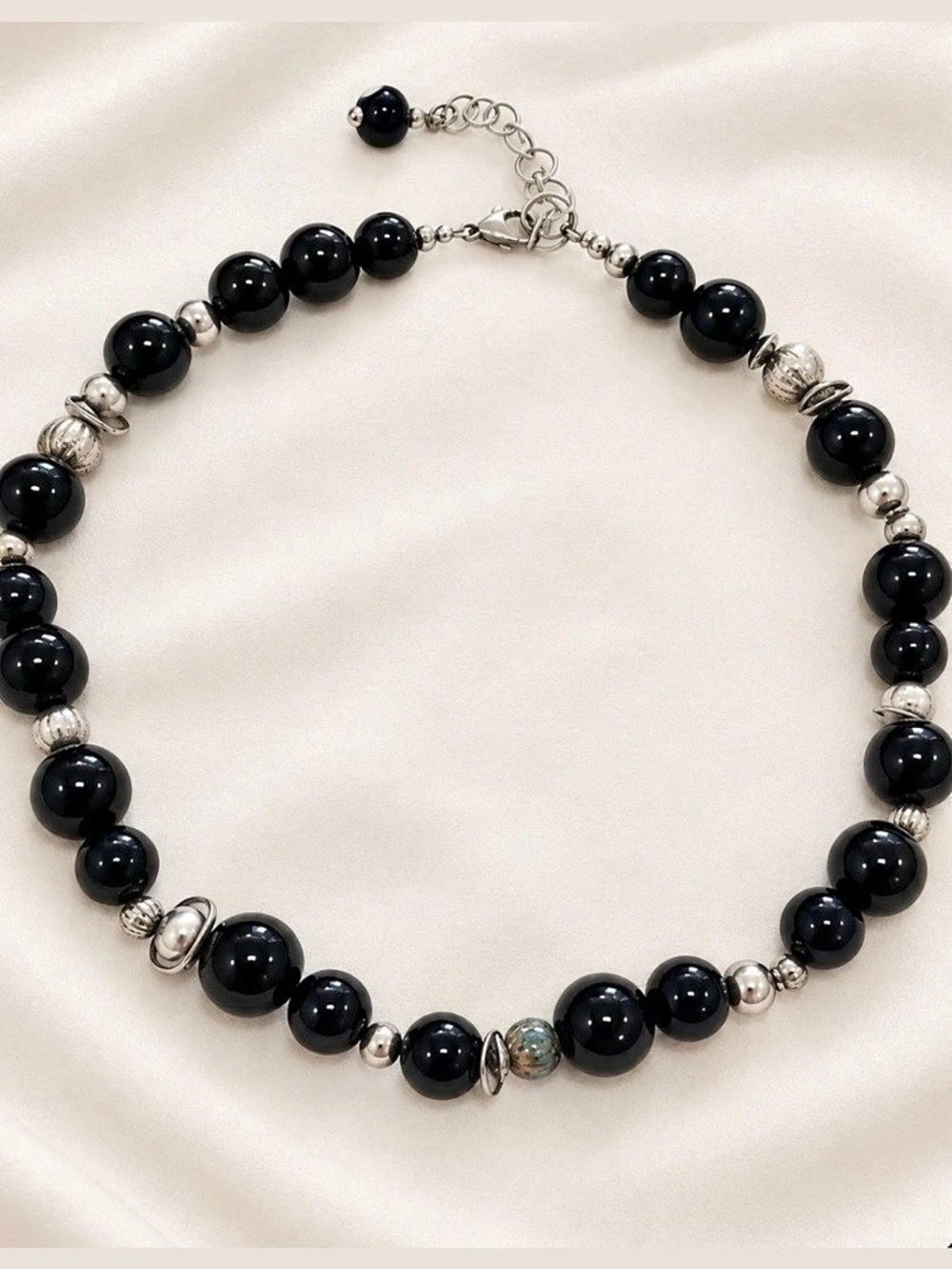Black Beaded Statement Necklace